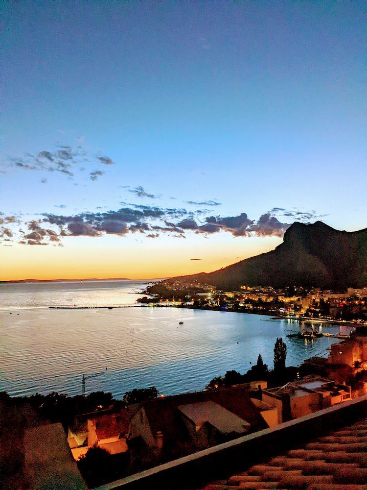 Omiš sunset over the adriatic