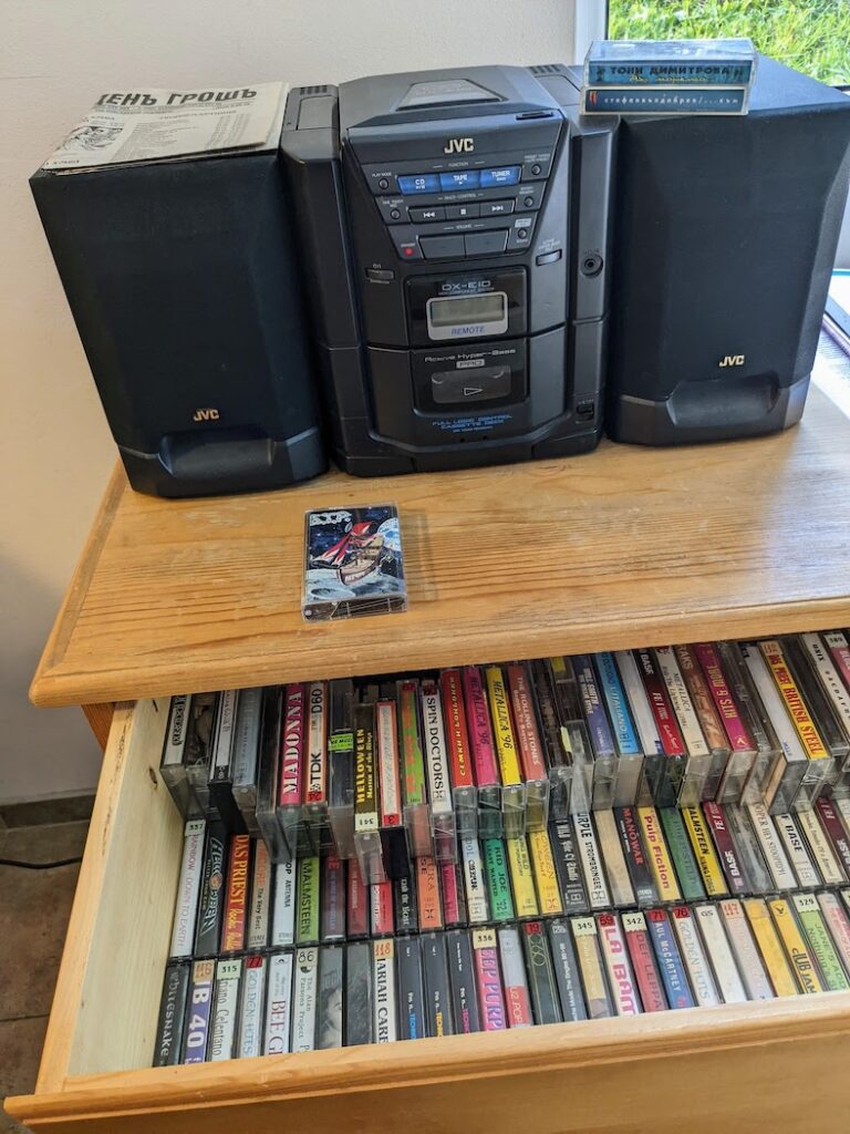 cassette player with lots of great cassette tapes