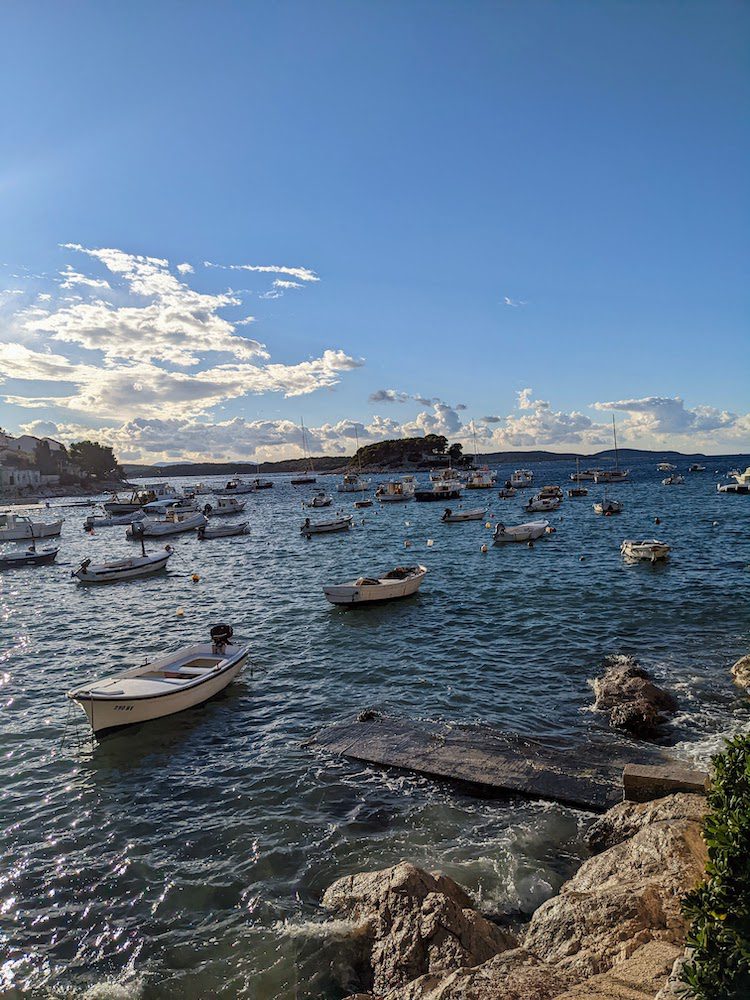 Fishing boats in the little port in Hvar