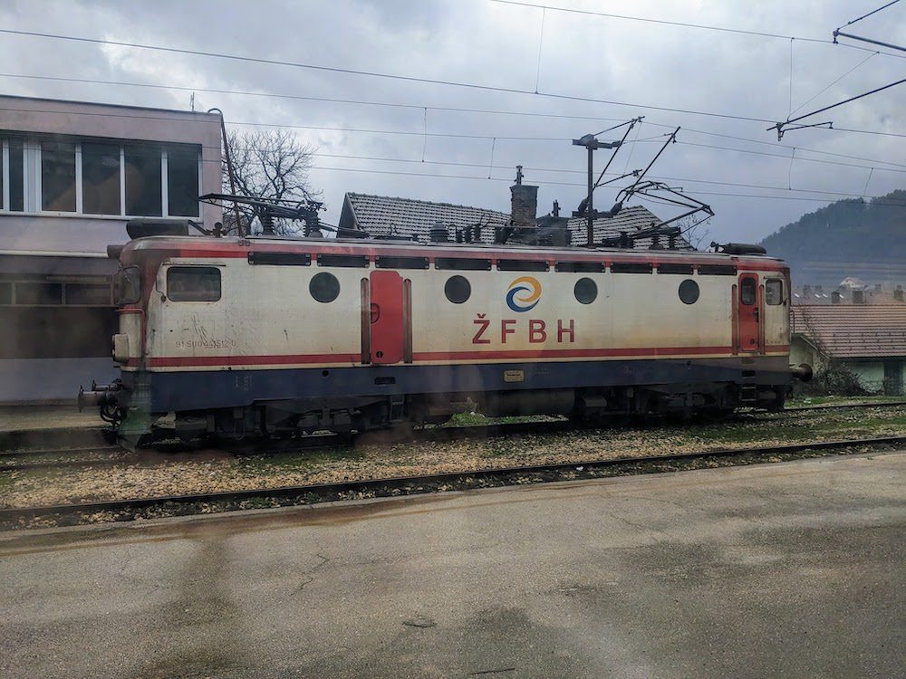 A retro train along the tracks between Mostar and Sarajevo