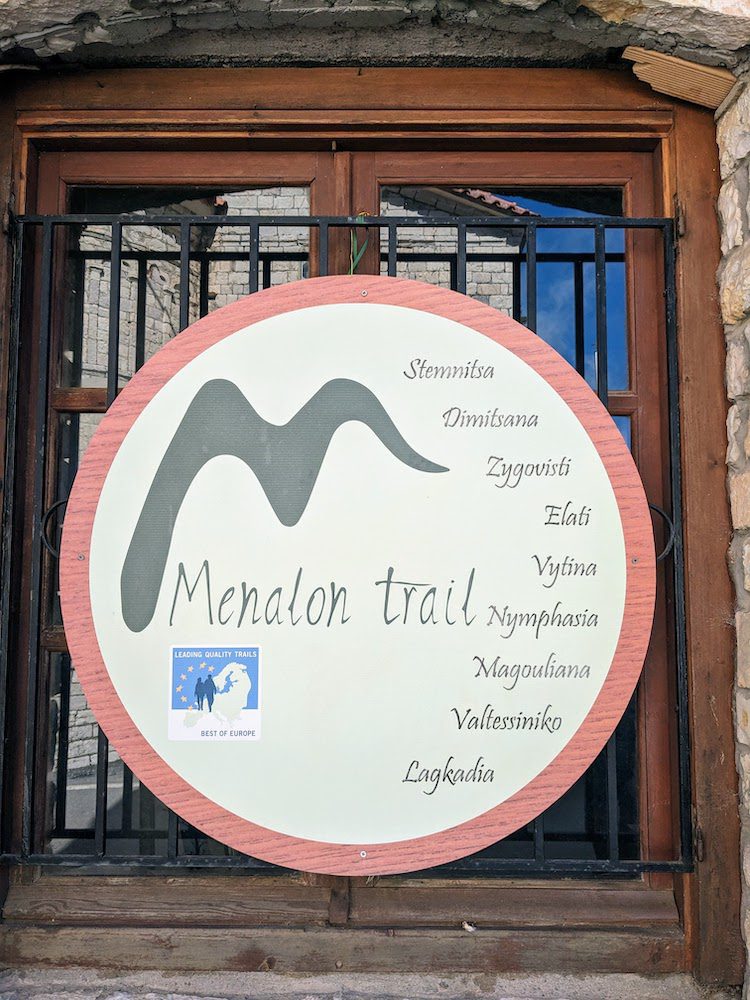 The sign for the "official" start of the Menalon Trail