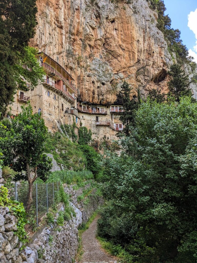 The monastery was built directly into this cave in a cliff!