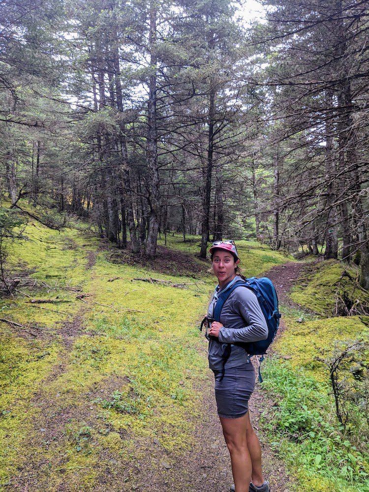 A happy Rose a few miles from the finish of the Menalon Trail