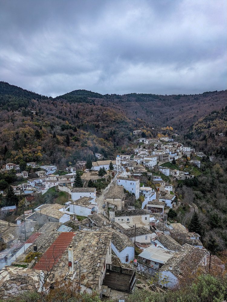 Kastanitsa, Greece nestled between larger hills